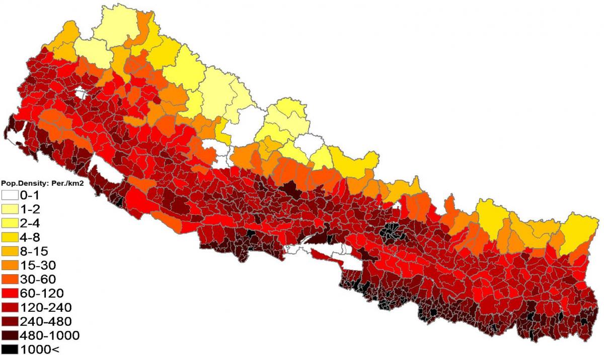 nepal wiani idadi ya watu ramani