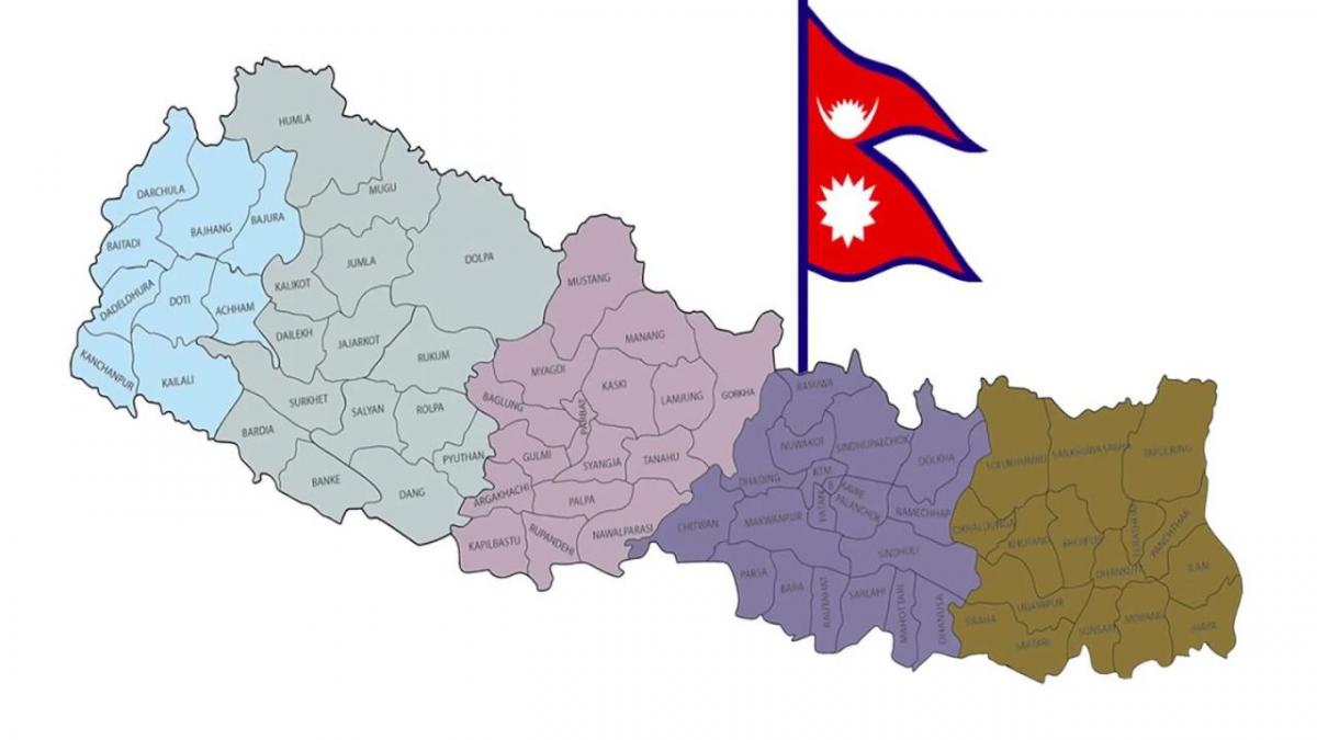 Ramani ya nepal na bendera