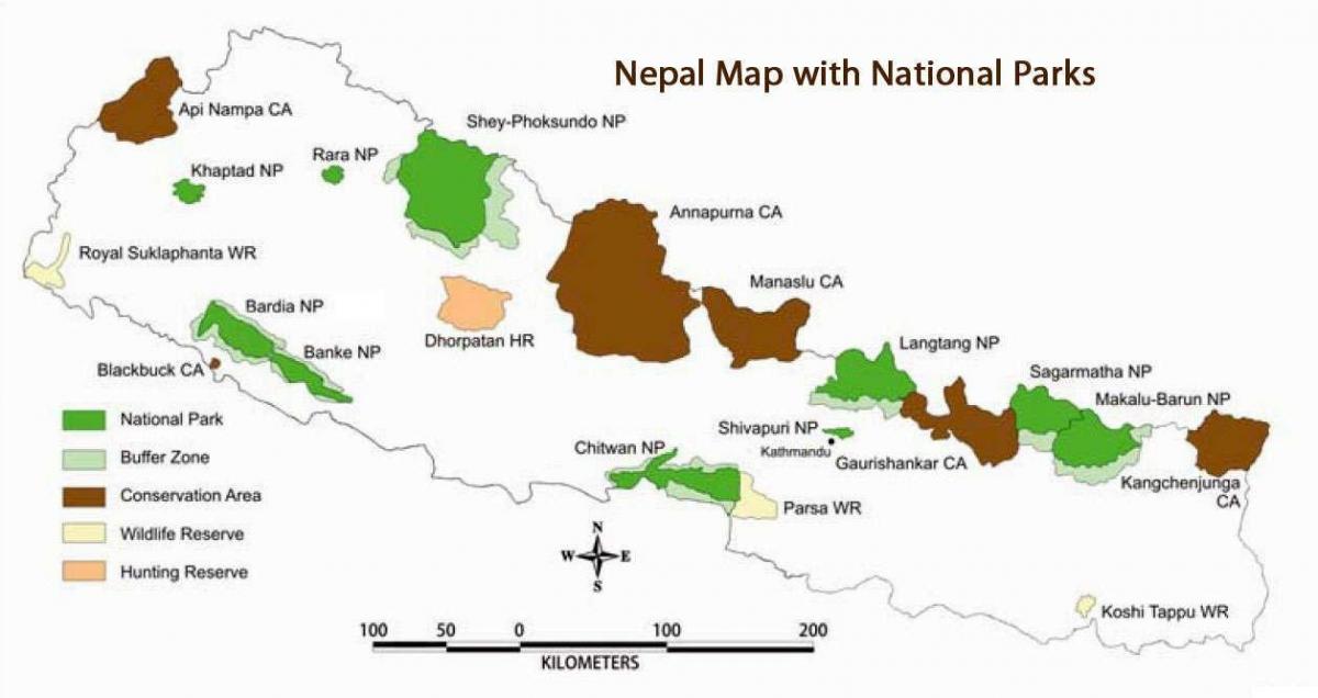 Ramani ya nepal na hifadhi za taifa