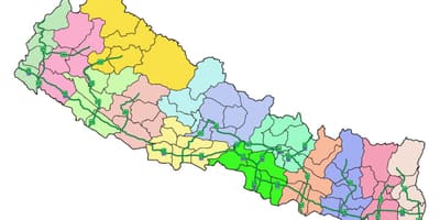 Ramani ya nepal na barabara kuu