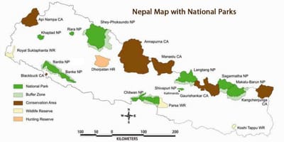 Ramani ya nepal na hifadhi za taifa