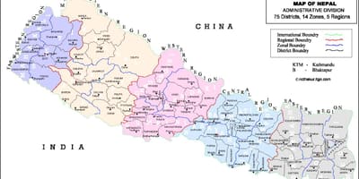 Nepal 75 ya wilaya ya ramani